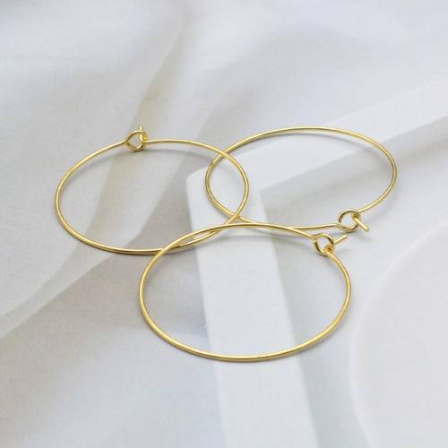 Brass 18K Gold Plated Circle Ear Wire Blank Hoops Earrings Loop Connectors DIY Handmade Dangle Earrings Jewelry Making Supplies