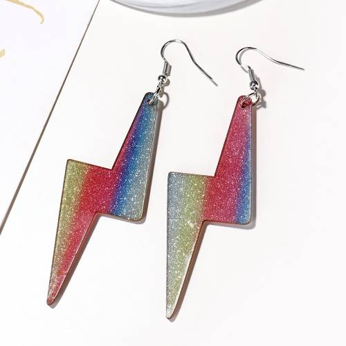 Colorful Lightning Earrings Acrylic Lightning Bolt Hook Dangle Earring Geometric Lightning Flash Earrings for Women Girl Jewelry