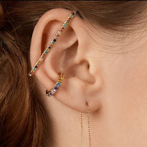 Creative Personality Fashion Color Ear Buckle Alloy Diamond C-shaped Crochet Ear Hook Female Pin Earrings