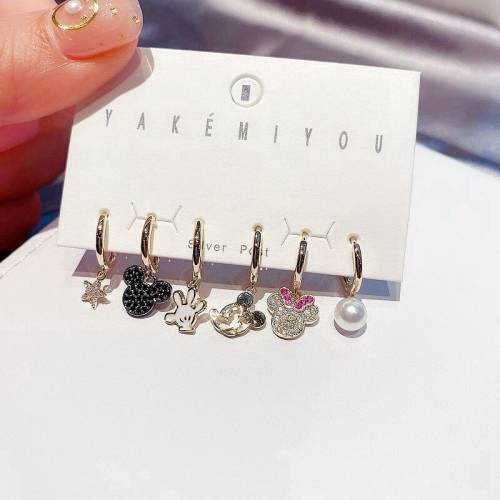 Cute Anime Cuff Earrings Hook For Women Charm 6 Piece Sets Mouse Jewelry Wholesale Korean 2022 Trendy Fashion Lovely Accessories