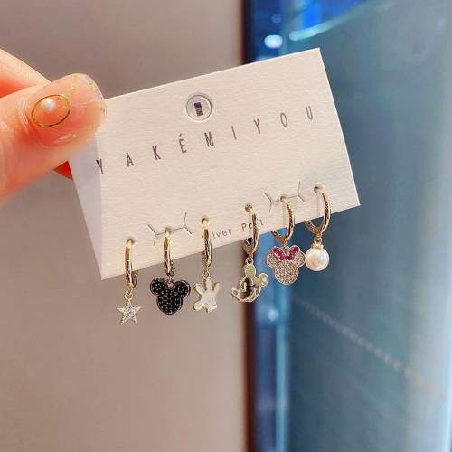 Cute Anime Earrings Hook For Women Charm Pendant 6 Piece Set Jewelry Wholesale Korean 2022 Valentines Gift Lovely Accessories