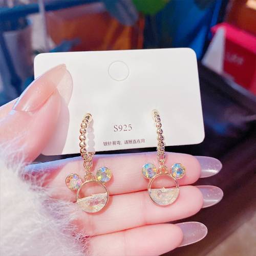 Cute Mouse Drop Earrings Hook Cartoon Bear Crystals Wholesale Hollow Pendant 2022 New Valentines Gift Fashion Jewelry For Women
