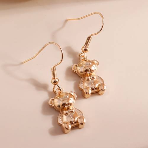 Fashion Creative Kawaii Bear Drop Earrings for Women Cute Animal Dangles Earrings Ear Hook Brincos Girls Jewelry Gifts