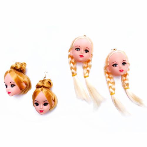 Fashion Cute Gold Hair Barbi Doll Drop Earrings for Women Mini Beauty Princess Head Dangle Earring Hooks Fine Jewelry Child Gift