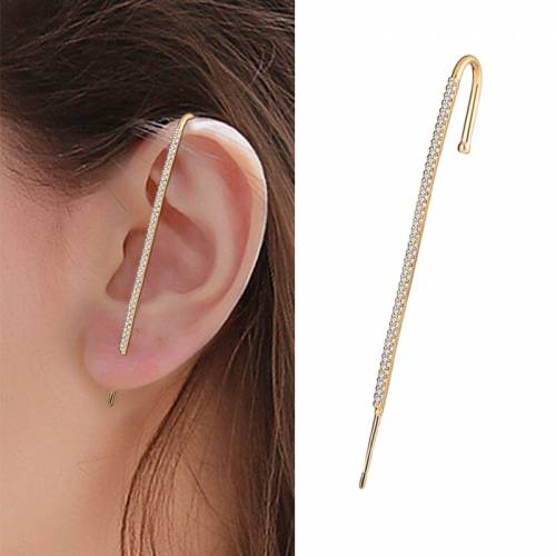 Fashion Design Ear Wrap Crawler Hook Earring Crystal Stud Earrings For Women Long Ear Cord Lightning Zirconia Climber Jewelry