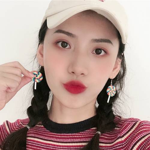 Funny Rainbow Lollipop Pendant Ear Hook Earrings Polymer Clay Candy Dangle Kawaii Earrings Women Fashion Jewelry