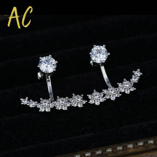 Hook Zirconia Flower Stud Earrings Korean Fashion 2022 Crystal Earrings for Women Two Ways to Wear Statement Jewelry