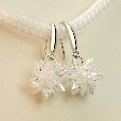 Imitation Pearl Shell Beads Crystal Drop Earrings Long Tassel Ice Flower Rhinestone Ball Dangle Hook Earrings for Women Girls