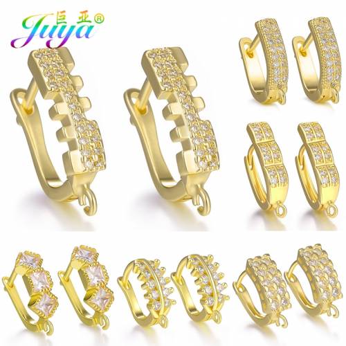 Juya DIY Women Earrings Components Supplies Micro Pave Zircon Creative Leverback Basic Earring Hooks For Fashion Earrings Making