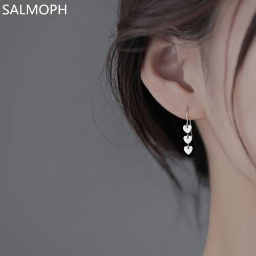 Korean Trend Tassel Heart Shaped Round Piece Long Hook Earrings For Women Sweet Temperament Earrings Leisure Jewelry Accessories