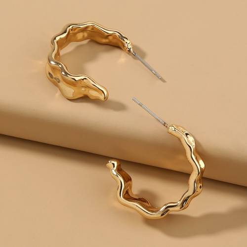KOSE New Fashion Gold Hoop Earrings Women‘s Twist Hoop Earrings Retro Thick Personality Women‘s Earrings