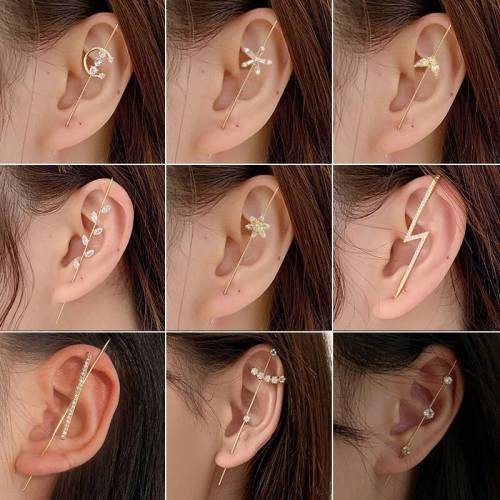 MENGJIQIAO New Design Fashion Metal Rinestone Piercing Stud Earrings For Women Girls Geometric Ear Hook Bijoux Brincos Jewelry