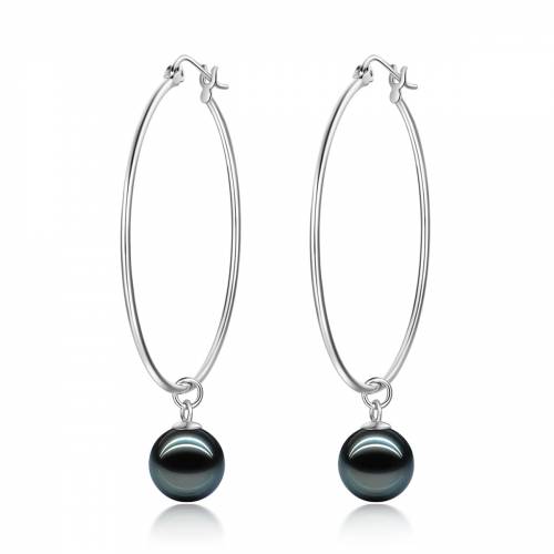 Mihiari 9-10mm Tahitian Pearl Black Pearl Two Way Circle Hook Earrings For Woman 2022 Trends
