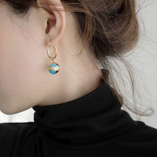 Minar Unique Design Round Ball Earth Hanging Earrings for Women Girls Gold Color Hook Statement Drop Earrings Party Jewelry