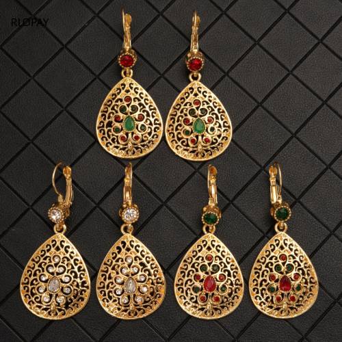 Moroccan Wedding Jewelry Rhinestone Style French Hook Earrings for Women Earrings Trendy Water Drop Brincos Dangle Earrings