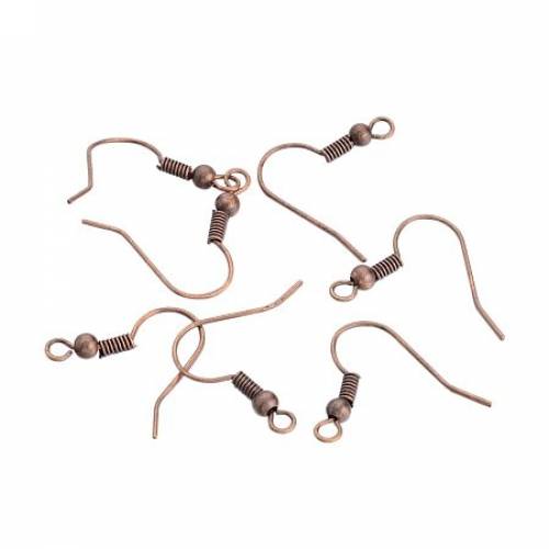 NBEADS 2000 Pcs Red Copper Brass Earring Hooks French Hook Ear Wires with Ball and Coil Earwires DIY Jewelry Making