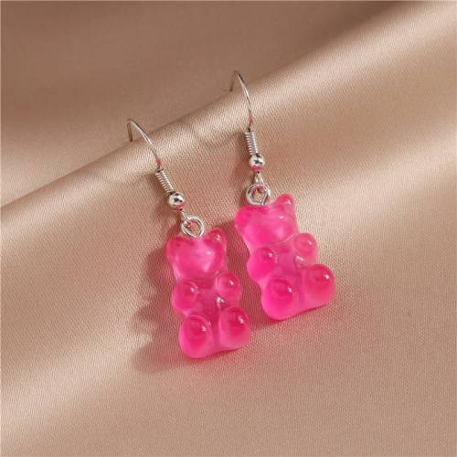 New Cartoon Gummy Bear Drop Earrings for Women Cute Candy Color Animal Dangles Ear Hook Brincos Girls Party Jewelry Gifts