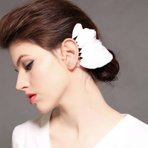 New Classic White Black Feather Ear Hook Earrings For Girls Women Without Piercing Crawlers Ear Cuff Fashion Jewelry