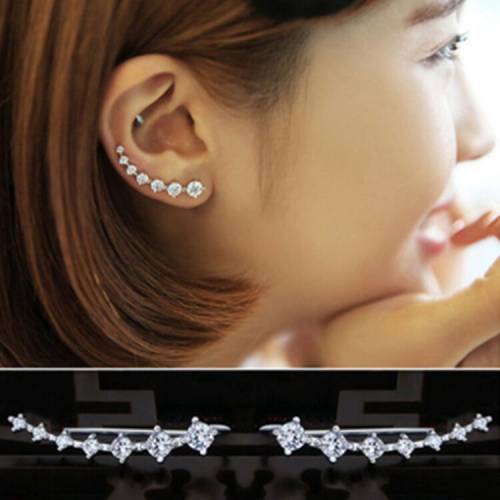 New Limited Edition 925 White Fungus Hook Earrings Seven Or Seven Diamond One-piece Row Diamond Long Earrings Jewelry Jewelry