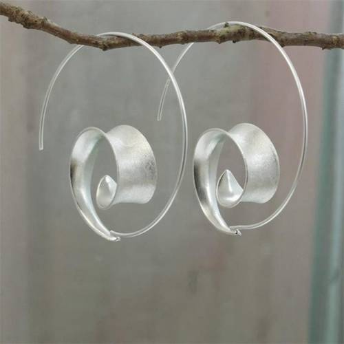 New Trendy Personality Round Spiral Leaf Earrings - Women Exaggerated Design Earrings Earrings - Fine Jewelry