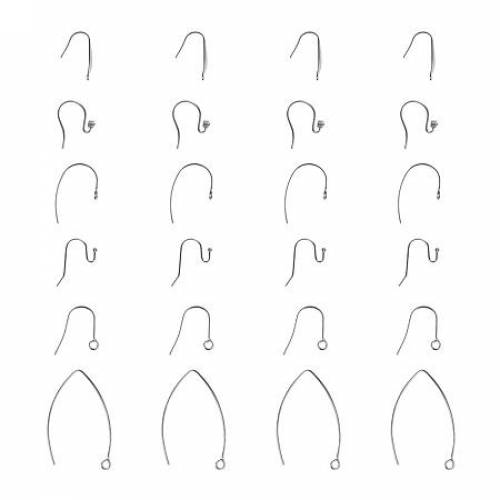 PandaHall Elite 60 Pairs(120 Pcs) 6 Styles Stainless Steel Earring Hooks Ear Wire for DIY Jewelry Craft Making