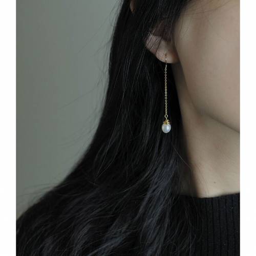 Pearl Drop Earrings for Women Long Chain Hook Dangle Earring