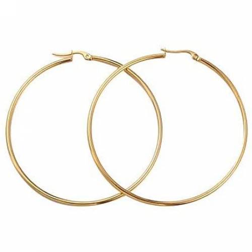 PH PandaHall 6 Pairs Golden Hoop Earrings Piercing Earrings Basic Plated Click Hoop Ring Stainless Steel Rounded Tube for Women Girls Earring Jewelry...