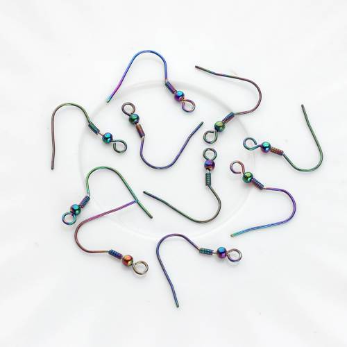 Rainbow Color Stainless Steel Hypoallergenic Earring Hooks Base Earrings Connector 20pcs For DIY Earrings Jewelry Accessories
