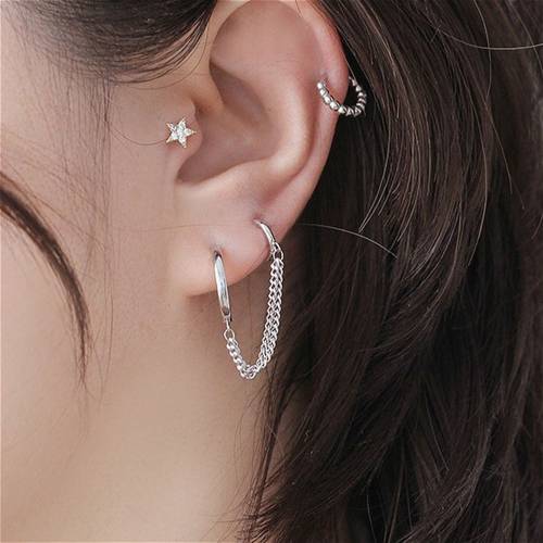 Simple Gift Fashion Jewelry Pendant Punk Ear Hook Tassel Chain Earrings Women Ear Buckle Korean Style Hoop Earring