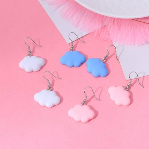 Simple Style Cute Cloud Dangle Earrings for Women 3 Color Sweet Girl Ear Hook Jewelry Birthday Party Gifts Brincos