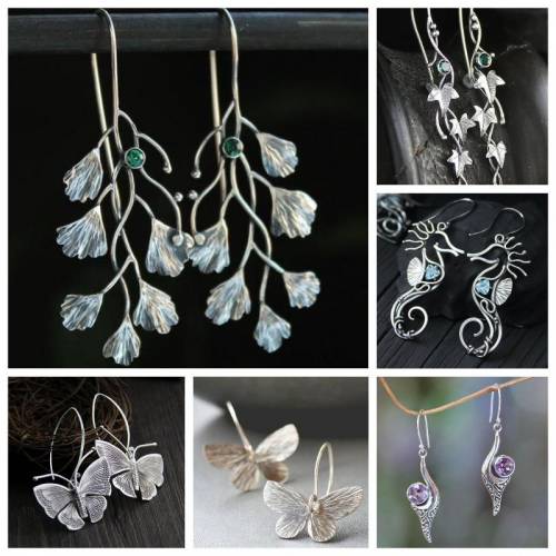 Simple Zircon Plant Drop Earrings for Women Boho Ethnic Long Leaf Branch Hook Earrings Female Trend Personalized Party Jewelry