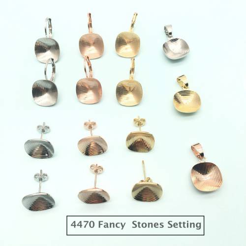 Square Fancy Stone Earrings Bases Cushion 4470 12mm With French Hook Lever Back For Austrian Crystal Jewelry DIY Making