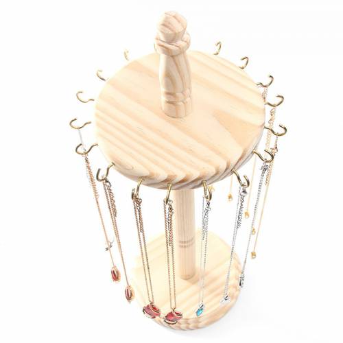 Wood Jewelry Display Stand with Hooks for Exhibition Necklace Earrings Bracelet Bracelet Holder Necklace Rack Showcase Jewelry