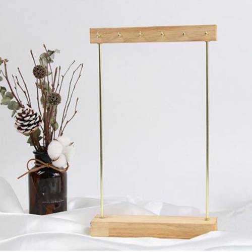 Wooden Jewelry Organizer Holder Rack with Hooks Shelf Hanging Earrings Necklaces Bracelets Storage Accessories
