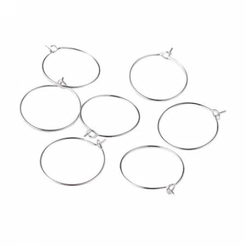 NBEADS 1000Pcs Brass Wine Glass Charm Rings Hoop Earrings - Plated in Silver Color - Size: About 20mm in Diameter