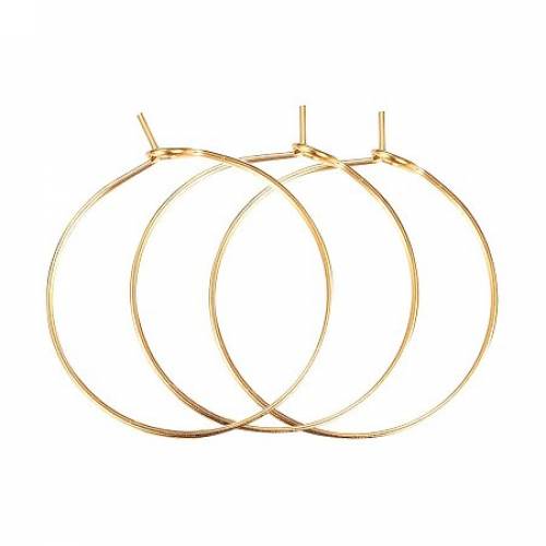 NBEADS 300pcs 316L Stainless Steel Hoop Earring Findings - Wine Glass Charms Findings - Golden