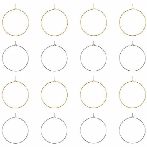 PandaHall Elite 80pcs 25mm Hoop Earring Stainless Steel Round Wine Glass Charm Earring Hooks for Earring Jewelry Making DIY Party Decoration...