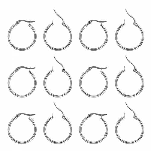 Unicraftale 304 Stainless Steel Hoop Earring - Ring - Stainless Steel Color - 245x23x2mm - Pin: 1mm; 12pairs/box