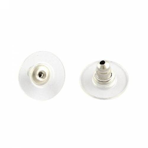 Nbeads 304 Stainless Steel Plastic Earring Earnuts Earrings Backs - Stainless Steel Color - About 12mm in Diameter - 7mm Thick - Hole: 1mm