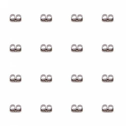 NBEADS 5000Pcs Iron Earnuts Earrings Backs - Silver - 6x4x3mm - Hole: 07~10mm