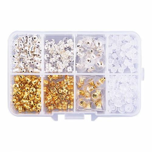 PandaHall Elite 5 Style Brass and Plastic Earnut Earring Studs Sets Mixed Colors in One Box for Jewelry Making - about 320pcs/box