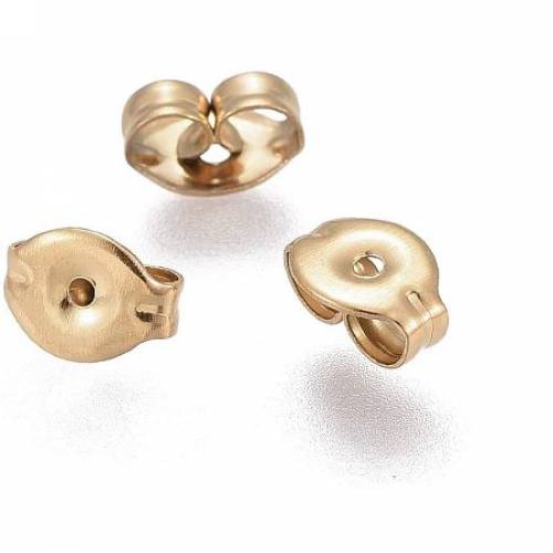 UNICRAFTALE 10pcs Stainless Steel Ear Nuts 08mm Small Hole Earring Backs Replacement Golden Metal Pendant Earring Nut Findings for Earring Jewelry...