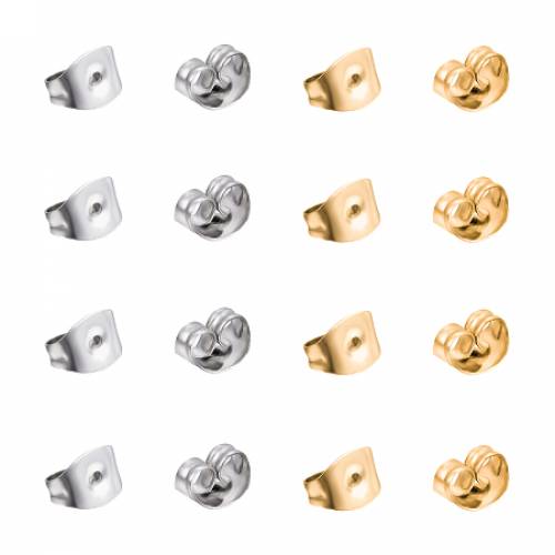 Unicraftale 304 Stainless Steel Ear Nuts - Ear Locking Earring Backs for Post Stud Earrings - Barrel Plating - Golden & Stainless Steel Color - 2...