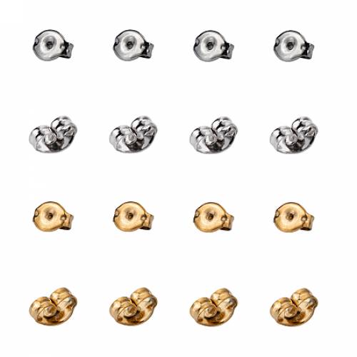 Unicraftale 304 Stainless Steel Ear Nuts - Earring Backs - Golden & Stainless Steel Color - 6x45x3mm - Hole: 08mm; 2colors - 50pcs/color - 100pcs/box