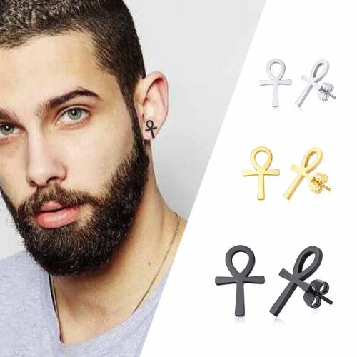 Ankh cross earrings stainless steel post earrings key of life - the key of the nile or crux ansata ankh symbol egyptian jewelry