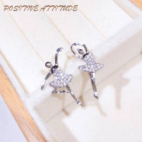 Brillian Fashion Creative Ballet Girl Ladies Earrings Set with Sparkling Crystal Modern Women‘s Jewelry 2020 New Accessoires