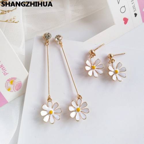 Korean Sweet Girl Little Daisy Stud earrings - Stylish Long Tassel Earrings - Women ‘s Jewelry 2020 New SHANGZHIHUA