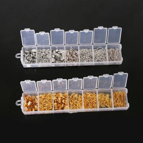 1 Set Jewelry Findings Kit End Caps Lobster Clasps Jump Rings Earring Hooks Extention Chains for DIY Jewelry Making
