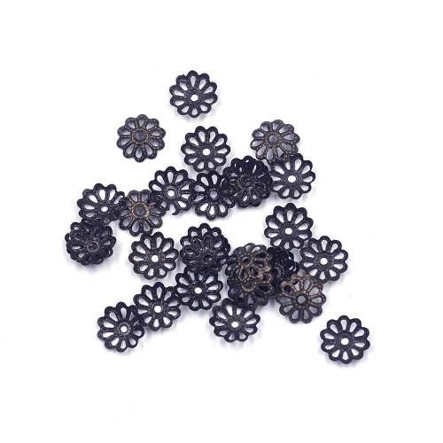 1000Pcs End Bead Caps Flower Hollow Alloy Bronze Tone For Charm Necklaces Jewelry DIY Finding 8mm