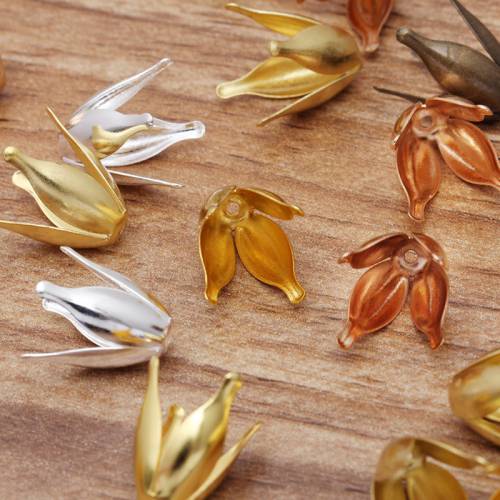 100pcs 13*8mm Metal Gold Flower Petal End Spacer Bead Caps Loose Apart Caps For Jewelry Making Findings DIY Components Supplies